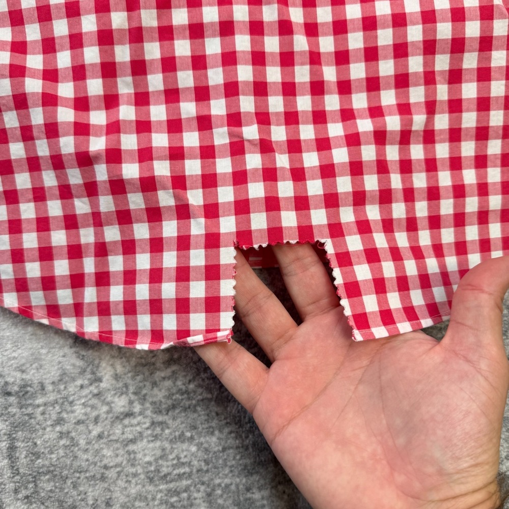 Polo Ralph Lauren Shirt Mens Medium Red White Gingham Check Non Iron Poplin READ - Picture 8 of 11